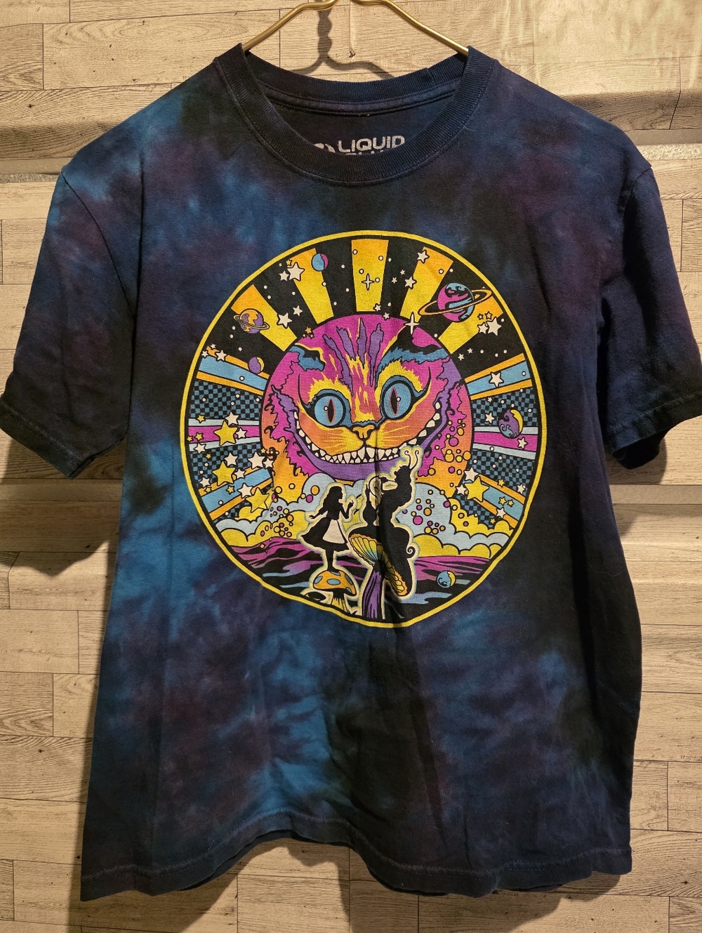 Liquid Blue Black Graphic Logo Tee - White Print